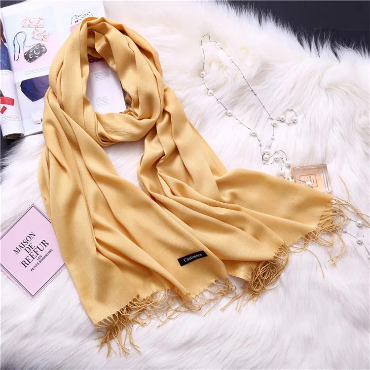 Cashmere Scarves Women Solid Color Long Scarf Tassel Casual Lady Winter Female Shawl Scarf