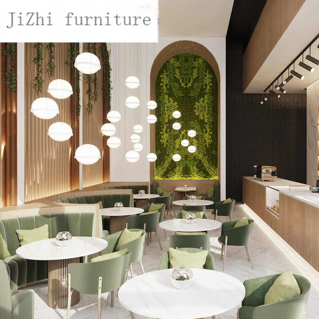 cafe fast food booth seating half round circle dining restaurant sofa table and chairs