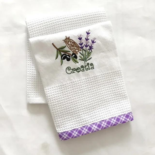 cotton waffle dish cloth tea towel kitchen towel with colorful border