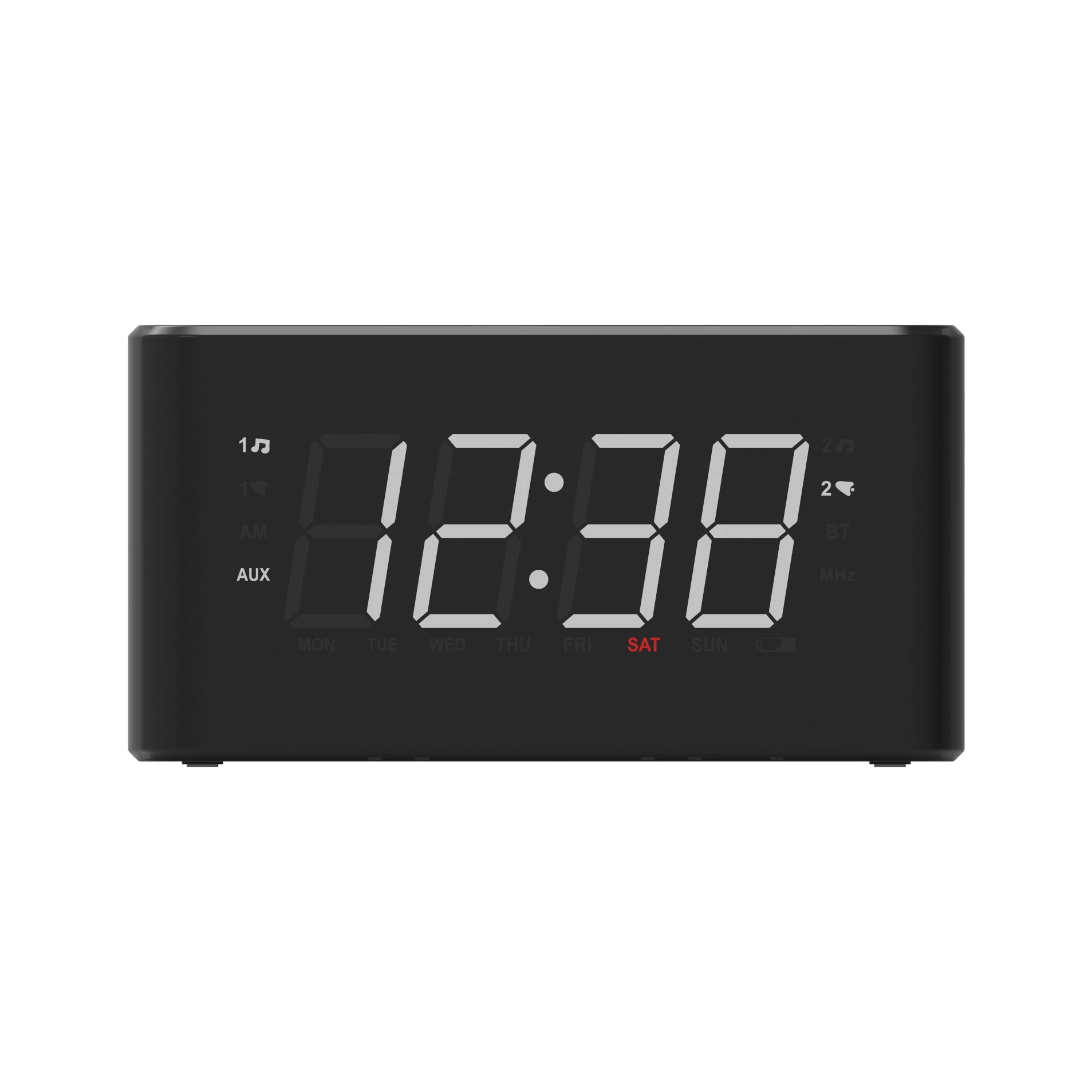 Factory Directly Selling LED Screen FM BT Bands Alarm Clock Time setting  Dimmer  Snooze Dual Alarm  Radio