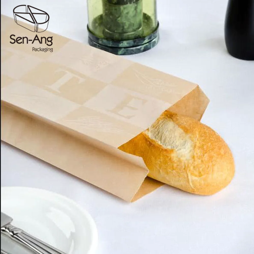biodegradable Kraft Packaging Clear Grease Proof Food Grade Packing Greaseproof Paper Bread Bag With Window