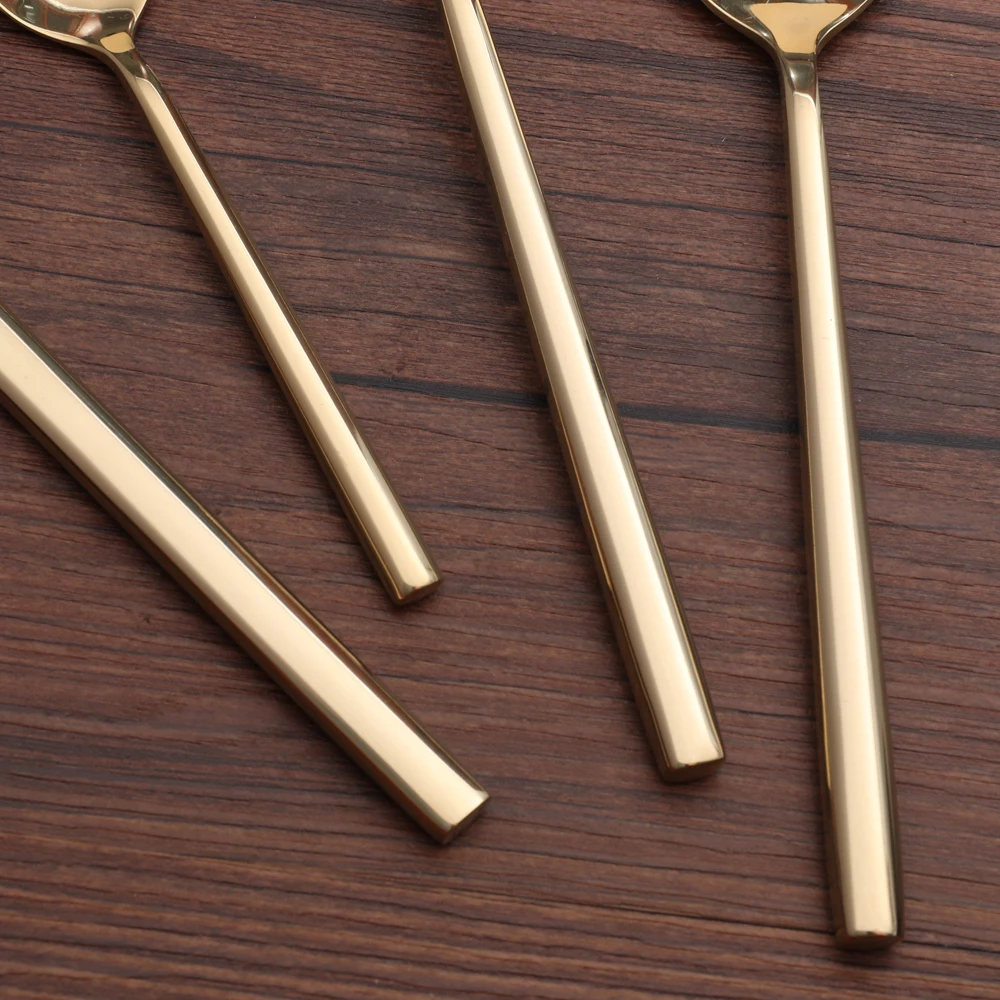 Factory Direct Fork Knife Spoon Set Copper Cutlery Wedding Plated Wholesale Matte Gold Flatware