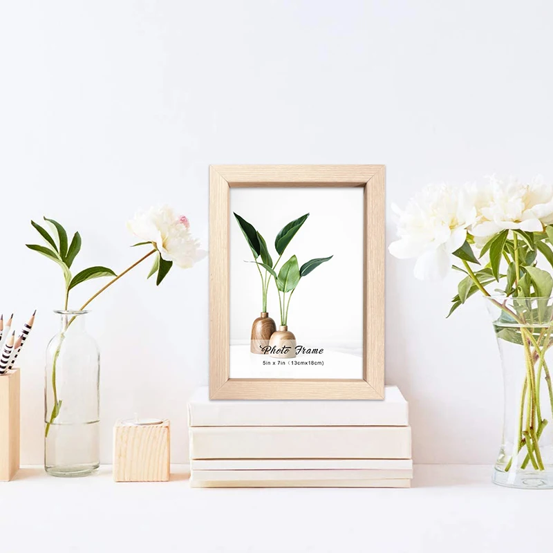 Factory Direct Sales Small Rectangle Oak Wood Tabletop Photo Frame