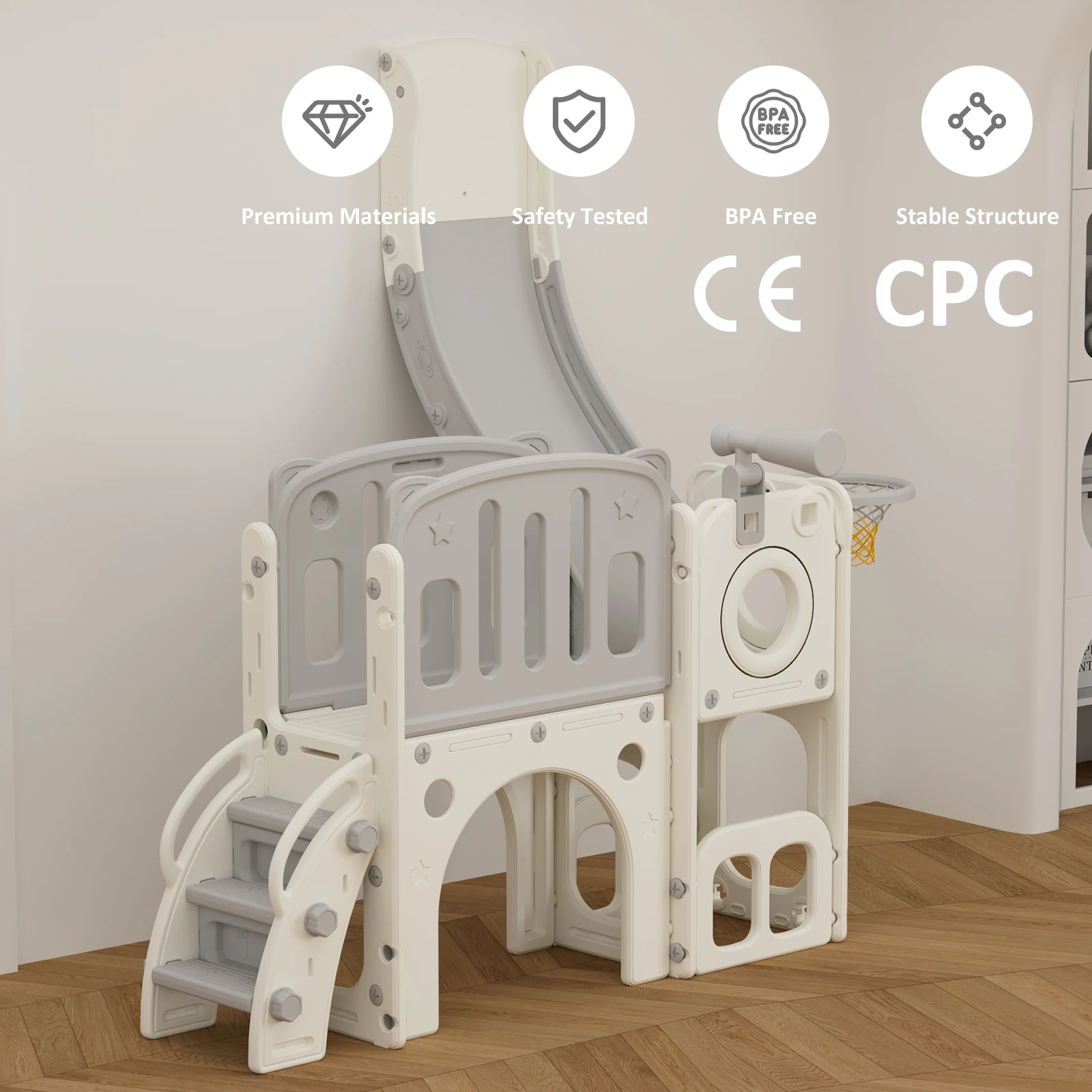 Multifunetional Climbing Kids Indoor Play House Playground Baby Playroom Combined Slide And Swing Set For Children Sliding Toy