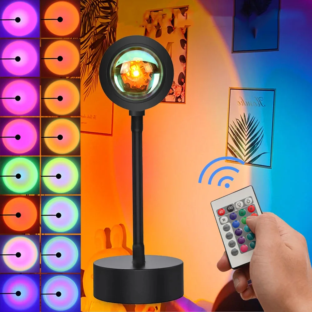 Led Rgb закат атмосфера проектор Радуга фон Настенный декор закат лампа 16 видов цветов удаленное управление с помощью приложения ночного освещения