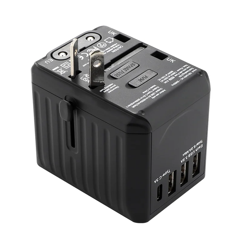 3USB 5V 6A  power adapter type C charge 2023 AC DC plugs and sockets european travel plug adapter 4 in 1 conversion