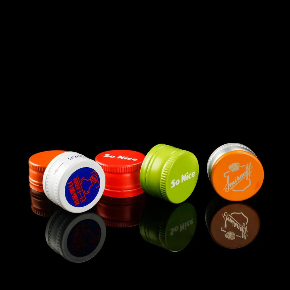 28mm 38mm  ROPP Custom Logo Color Aluminum Pilfer-Proof Cap for Glass Juice Wine Water Syrup Beverage