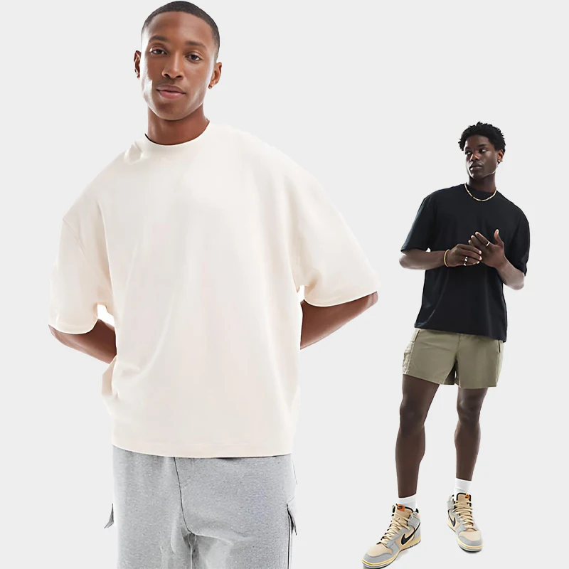 wholesale mens clothing crewneck tops oversized t shirt in White with custom back print  cotton t-shirt