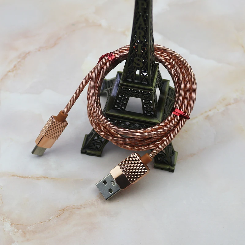 Wik Zinc Alloy Metal Spring Fast charging data transferring usb microphone cable Micro usb cable