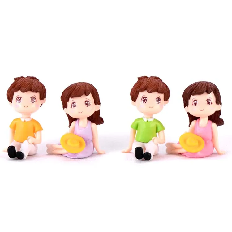 Hot Sale Human boy and girl garden accessories fairy figurines miniature people models