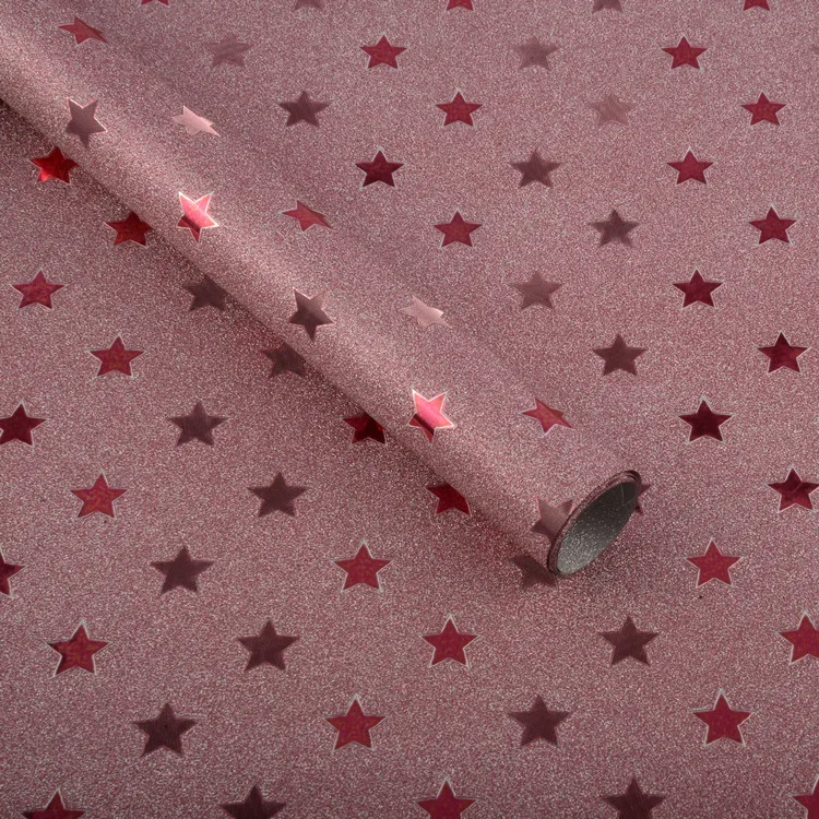 
Wholesale 50*70cm pink plastic sparkling glitter sheet gift wrapping paper for Christmas 