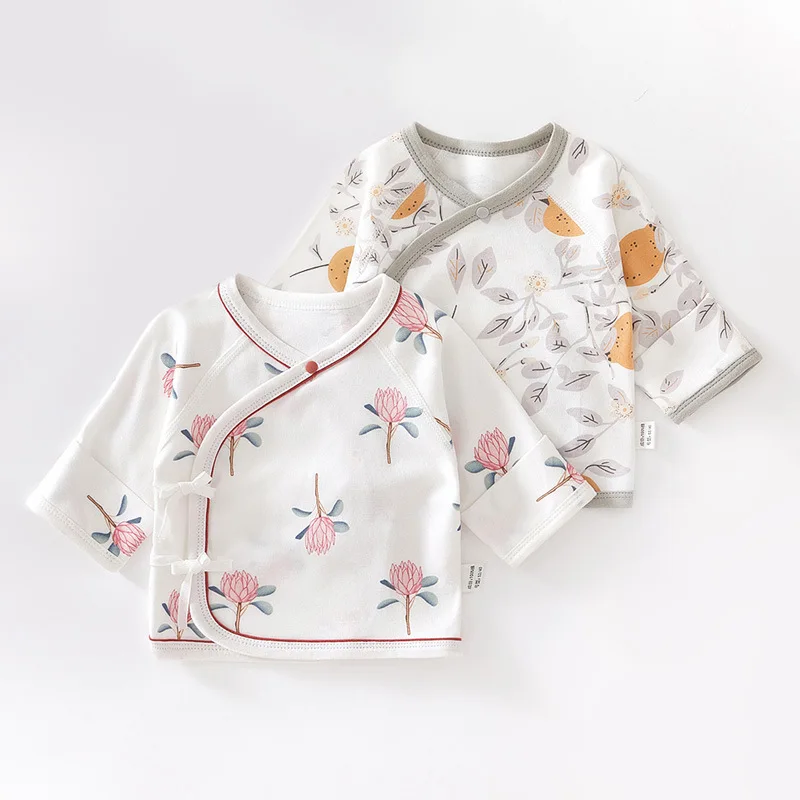 Newborn Semi-Back Clothing Boneless Sewing Clothes Baby Cotton Long-Sleeved Top Gown Underwear For Babies