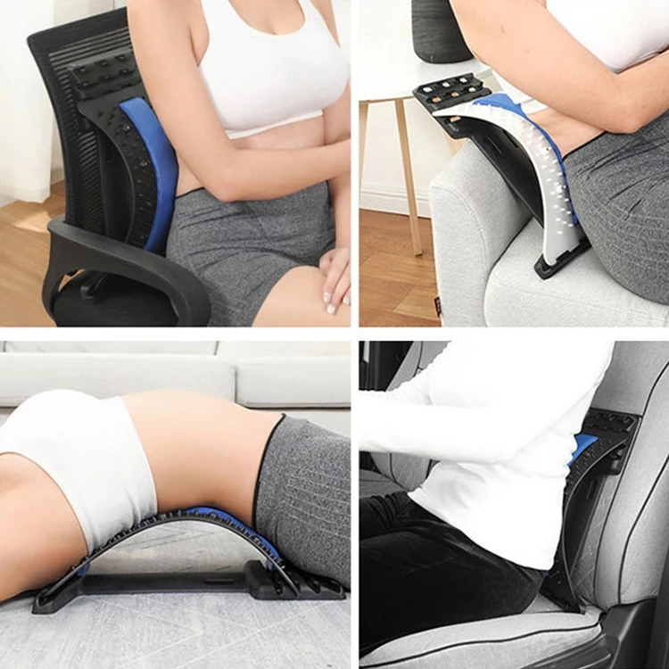 Factory price magnet point private logo back pain stepless lumbar traction back massager stretcher support