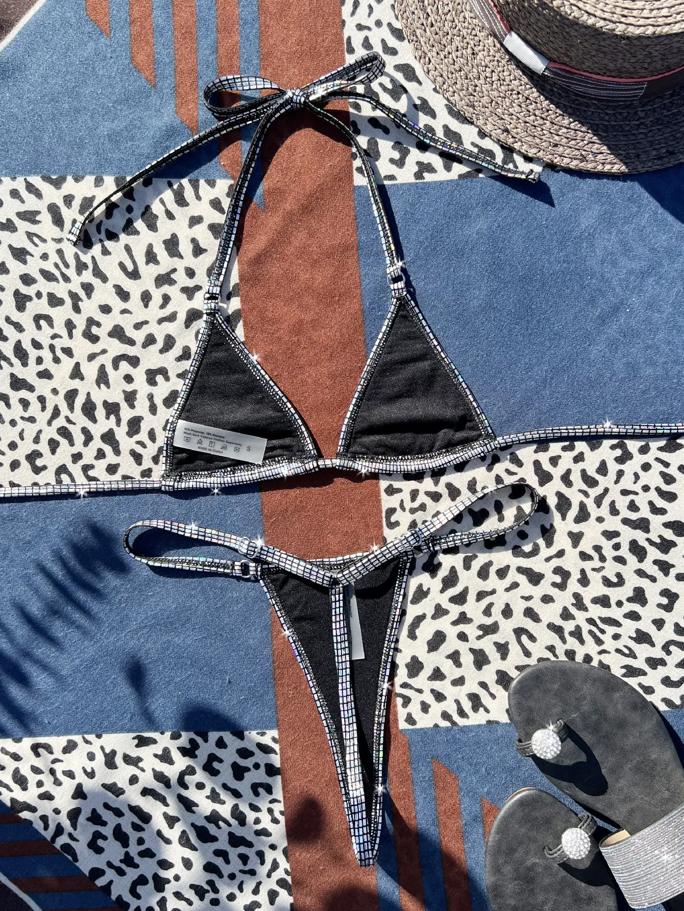 2023 Shiny Fabric Extreme Sexy Micro G-String Thong Bikinis Swimwear Swimsuits For Women