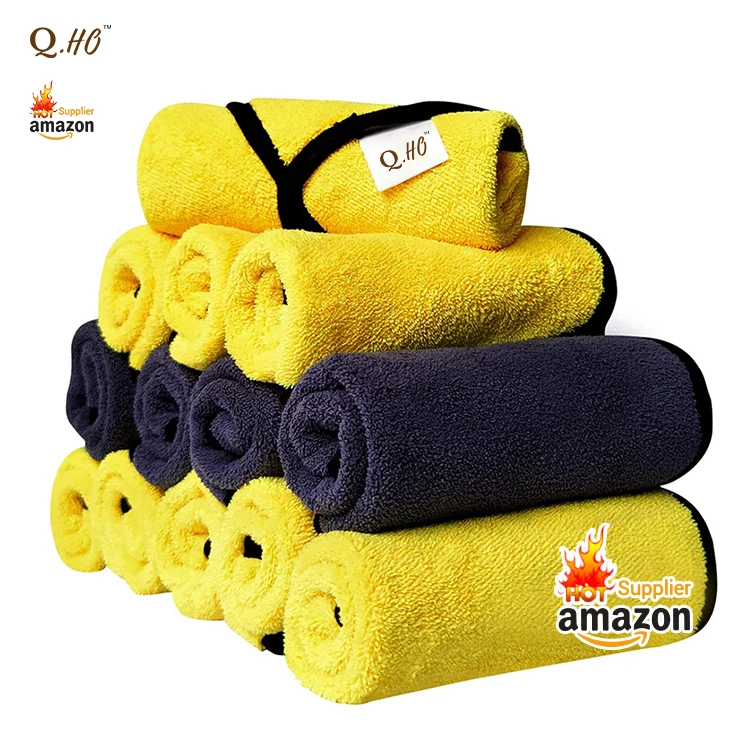 Custom high quality thicken washing cleaning cloth quick dry microfiber coral car wash towel