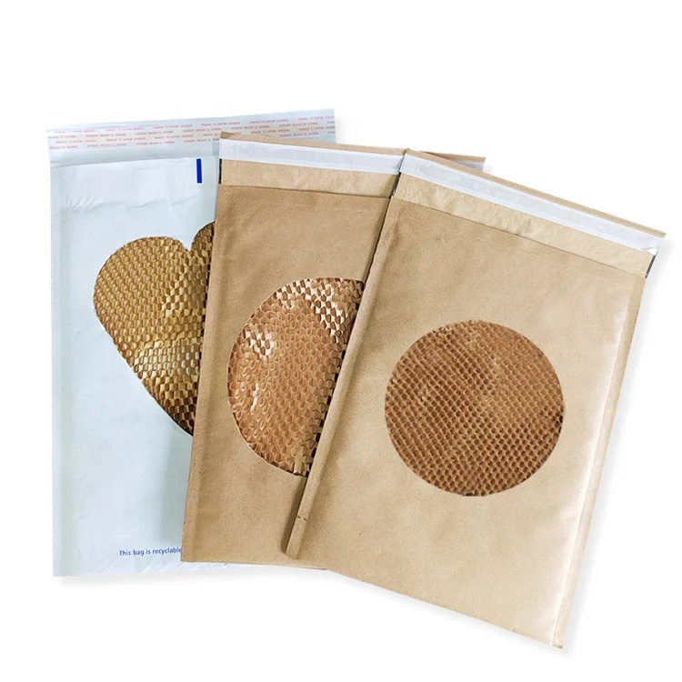 Eco honeycomb corrugated kraft mailer shipping packaging custom biodegradable paper padded envelope bubble cushion bag