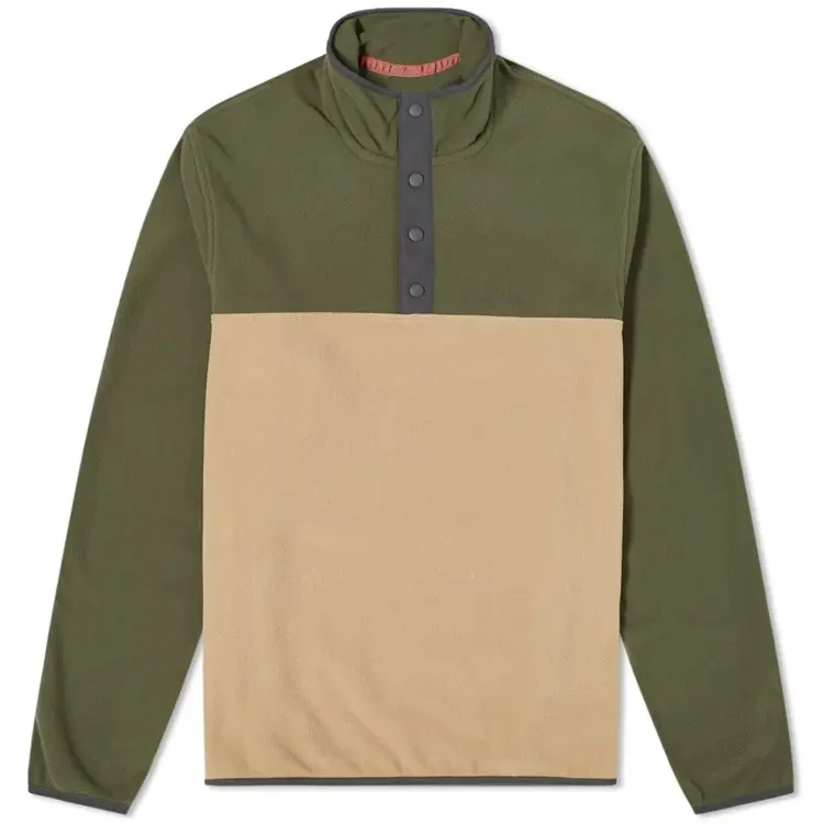 Oem Custom 100% Recycled Polyester Funnel Neck Fleece 1/2 Press Stud Closure Baseball Tennis Snap-T Pullover Sweatshirt For Men