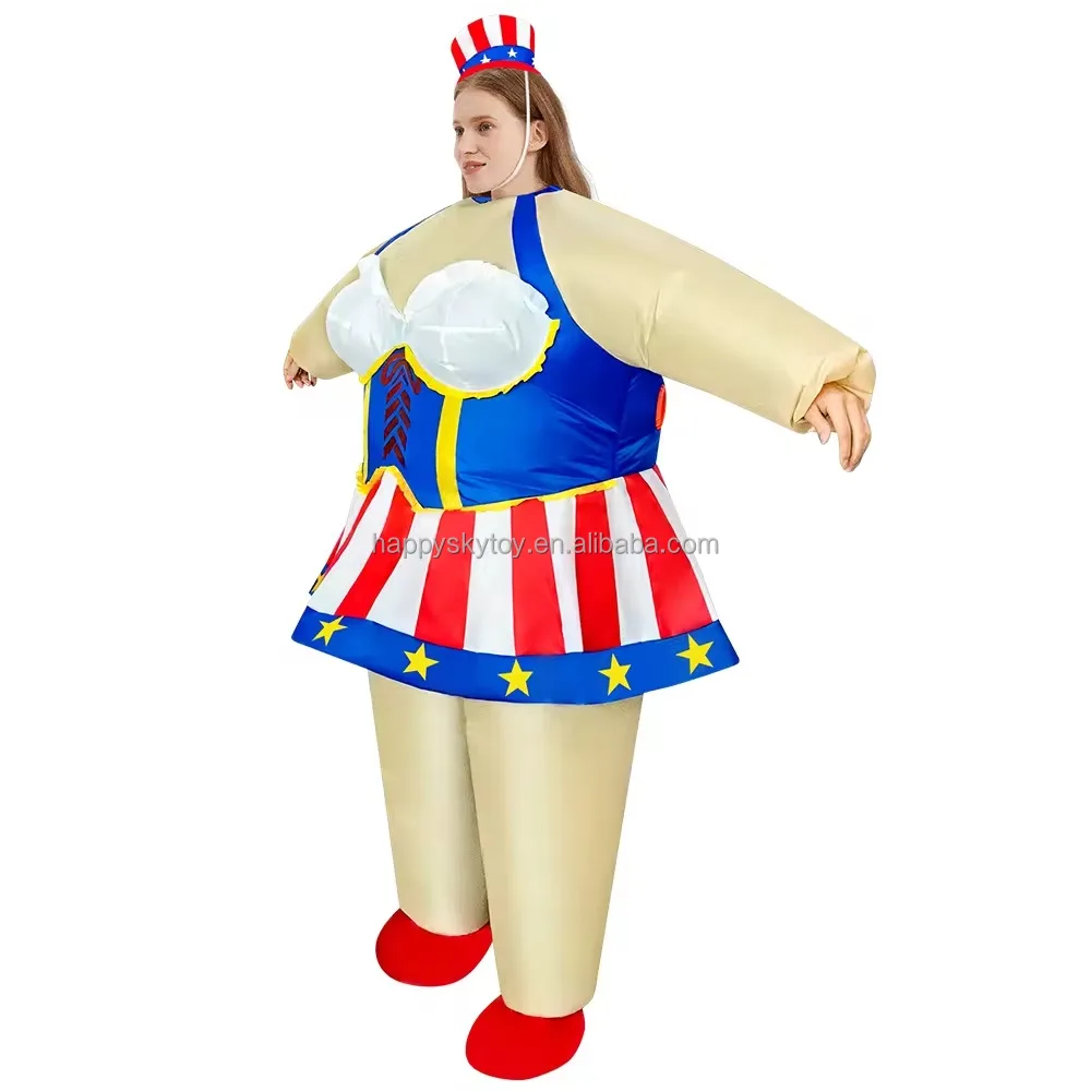 Wholesale Unisex Funny Inflatable Clown Costume Adult Circus Joker Suit for Parties Hand-Drawn Printing for Cosplay