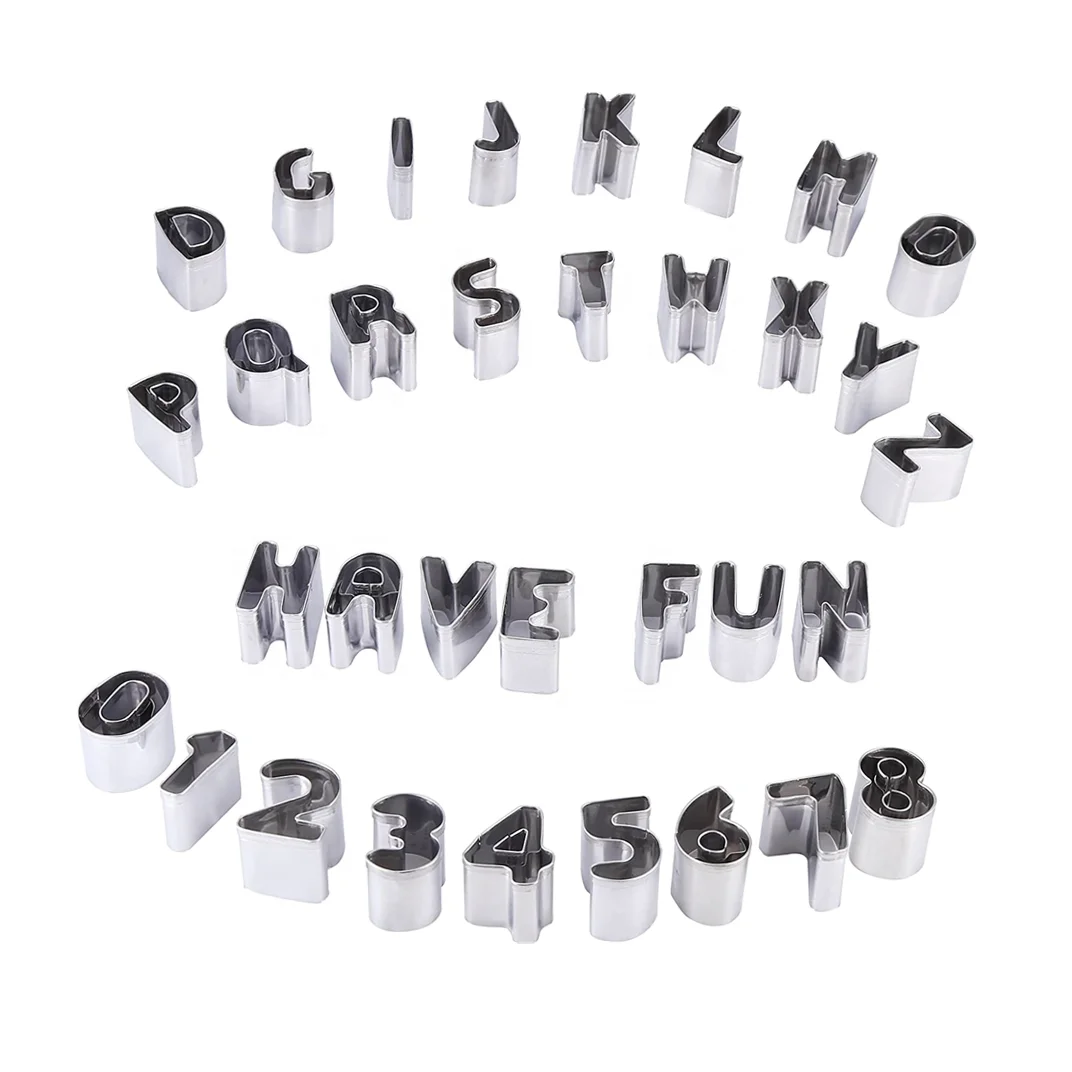 
Stainless Steel Small Mold Tools Mini Alphabet and Number Cookie Cutters Set for Fondant Biscuit Cake Dough Cut 