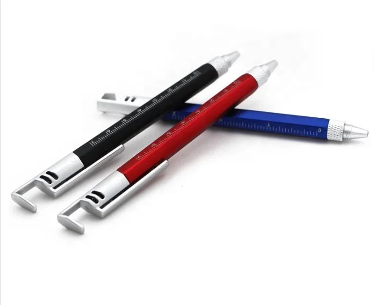 8 in 1 Multitool Tech Tool Pen with Ruler, Levelgauge, Ballpoint Pen and Pen Refills, Unique Gifts for Men