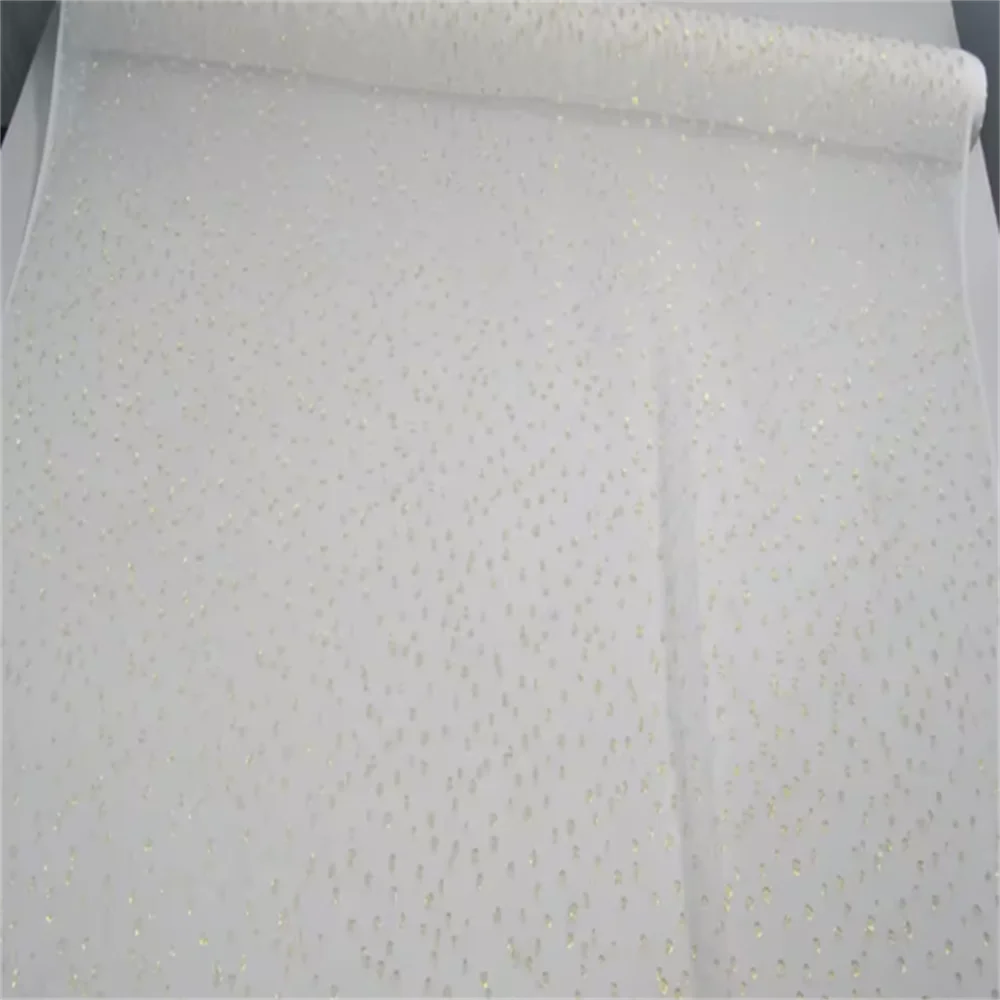 Natural Material White Color Ground Shiny Ready Goods Cheap Price Made in China Silk Metallic Fabric for Women Garment