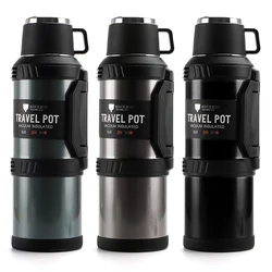 OKADI 4L Outdoor Travel Pot Double Wall 304 Stainless Steel Vacuum Thermos Flask with Handle