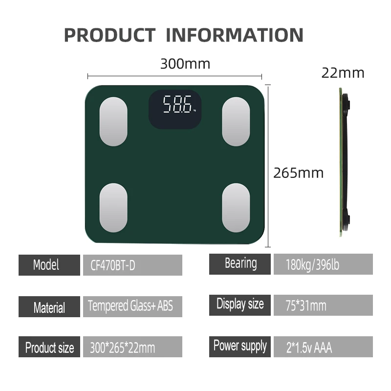 Oem Glass Platform Personal Human Body Fat Percentage Scale Digital Smart Bmi Monitor Weight Scale