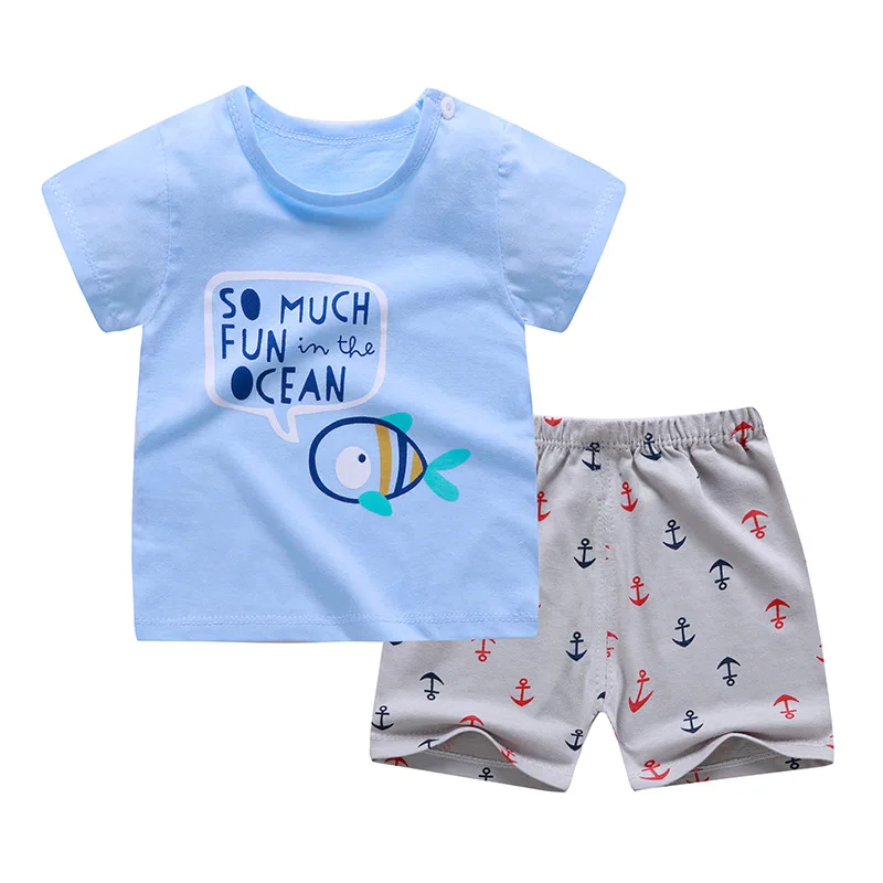 
hot sale amazon ebay supplier short sleeve baby clothing sets cotton baby clothing set 
