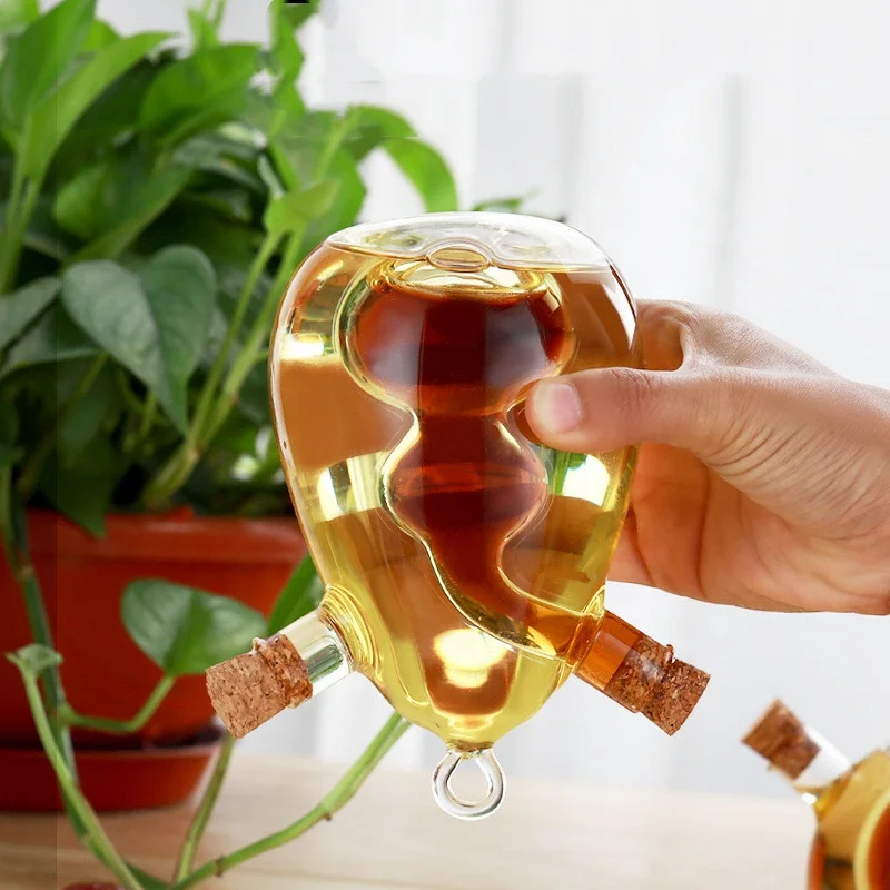 2 In 1 Hand made Borosilicate Glass Olive Oil Jug Vinegar And Oil Dispenser Bottle For Kitchen
