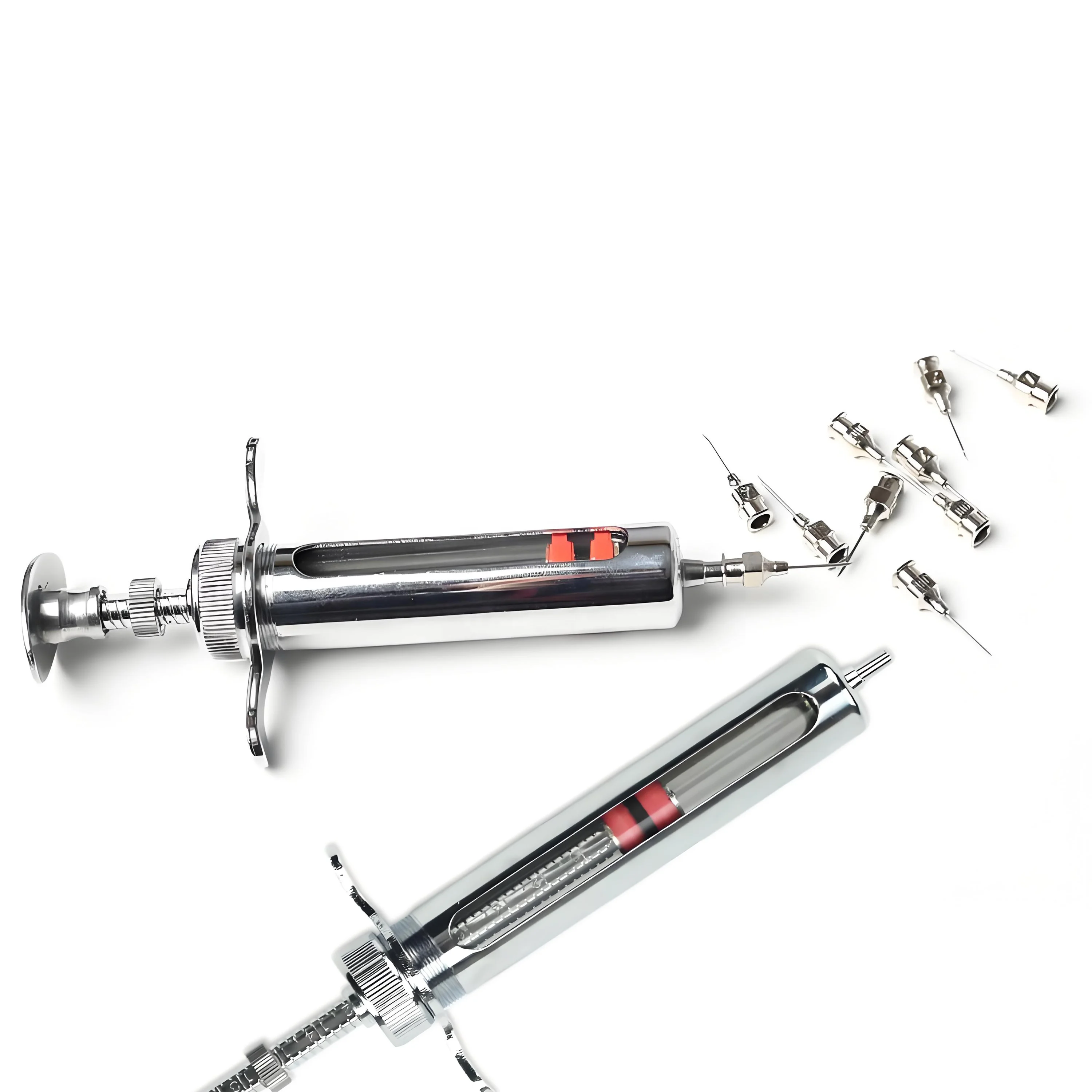 Шприц для инъекций из нержавеющей стали ветеринарного использования многоразовый шприц вакцин животных автоматический домашнего скота металлический игла