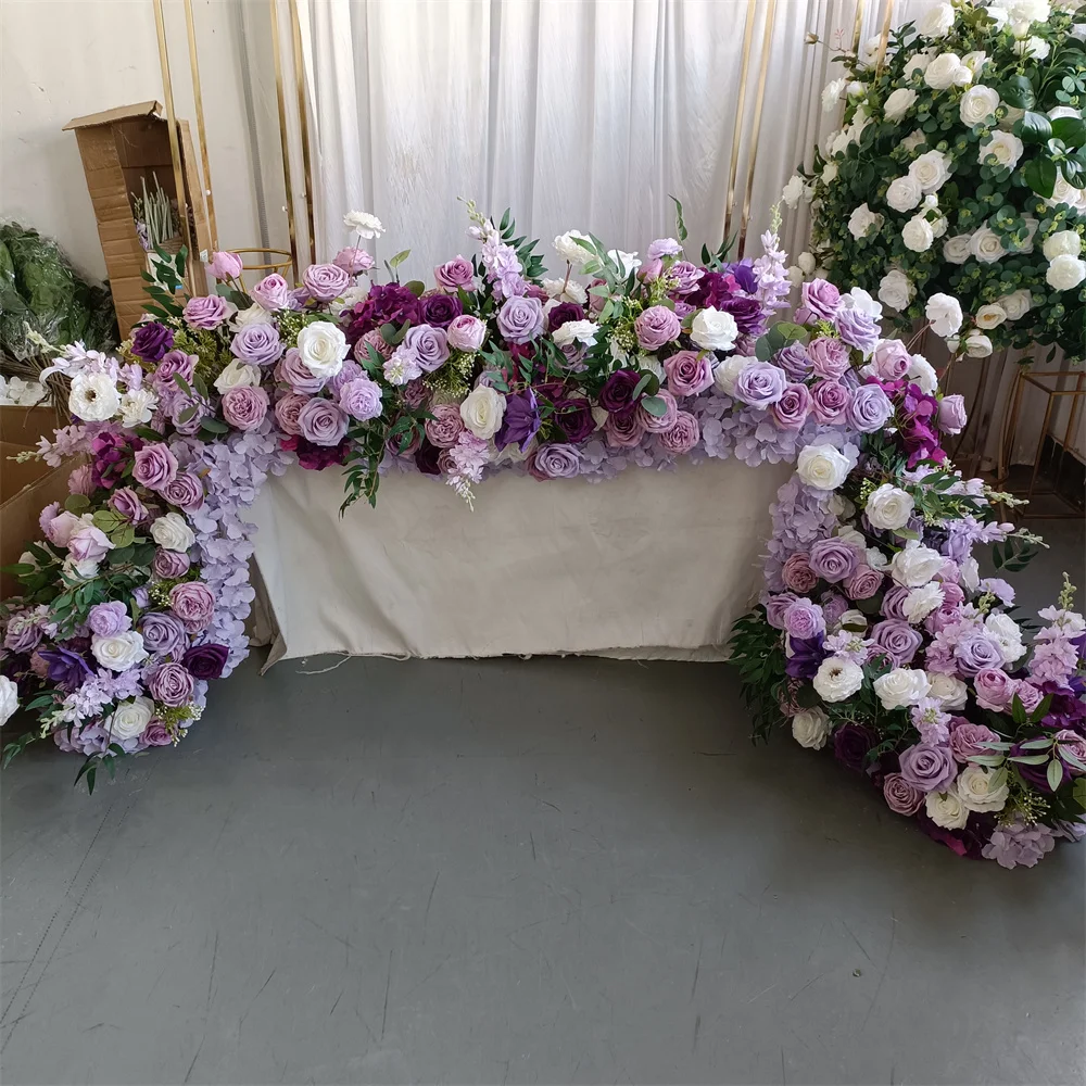 IFG New Designed Florist 10ft Purple Lilac Flower Runner for Wedding Sweet Table Decor