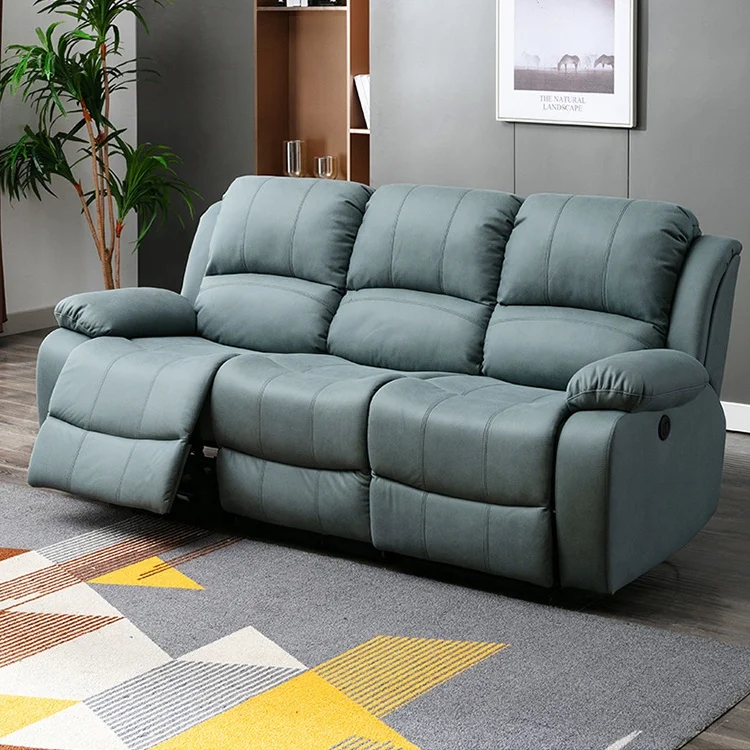 Hot sale 1+2+3 functional manual leather sectional recliner sofa set 3 seater for living room furniture