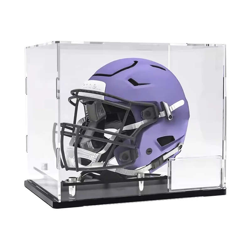 Custom full size clear acrylic helmet display box dustproof removable shell collectible display box