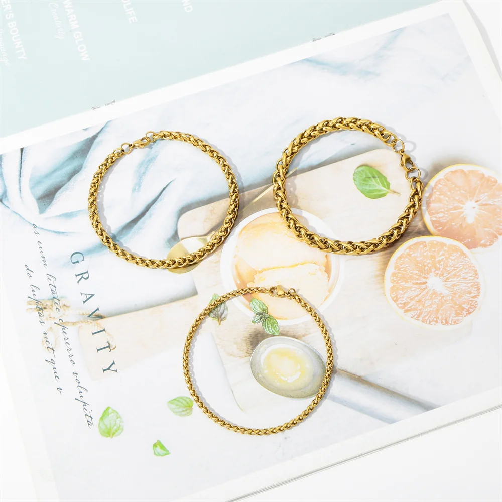 7mm Chunky Flower Basket Keel Chain Bracelet Punk Stainless Steel Links Wristband For Men Bracelets Casual Male Jewelry