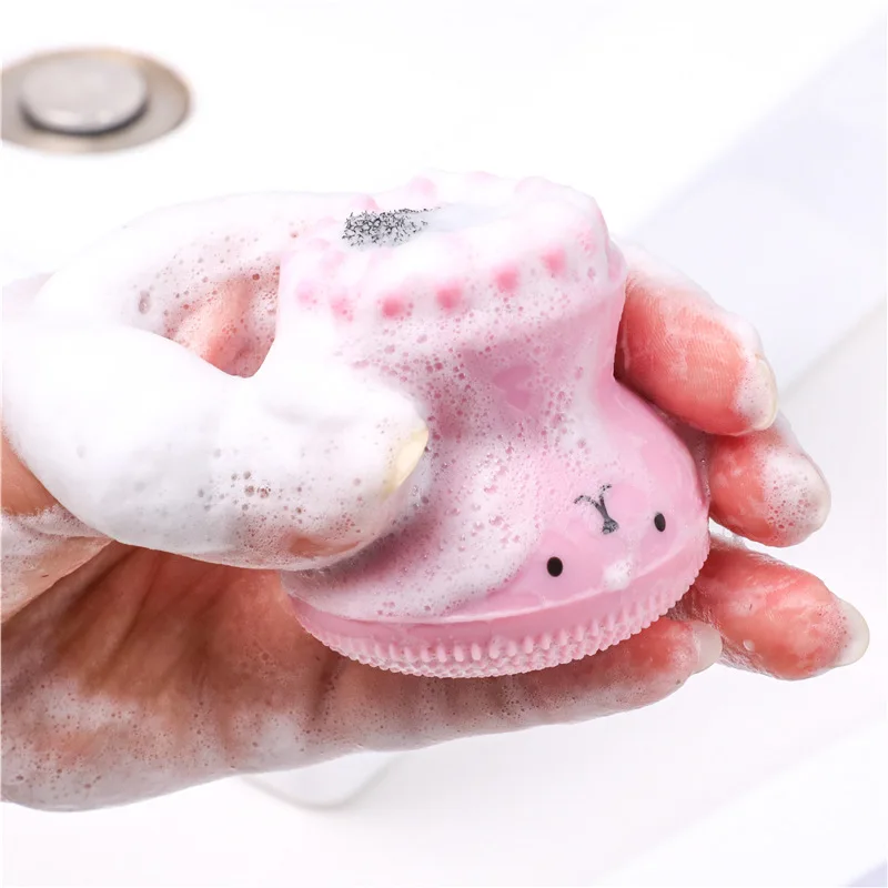 Hot sale cute octopus shape silicone facial face cleansing brush facial exfoliation massage brushes beauty makeup removal tools