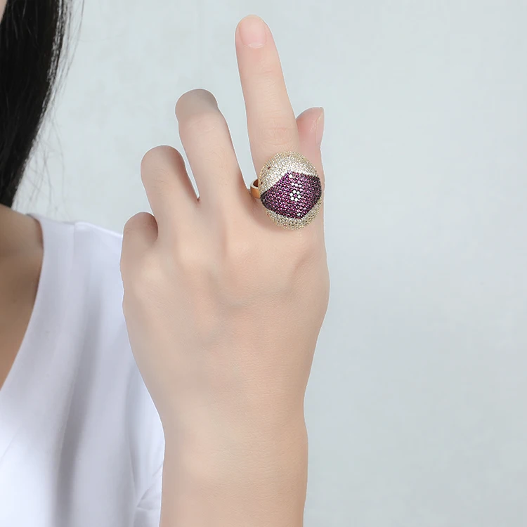 Fashion Bar Setting Gold big Ring full green stones cubic zircon cz rings for women Elegant Ring