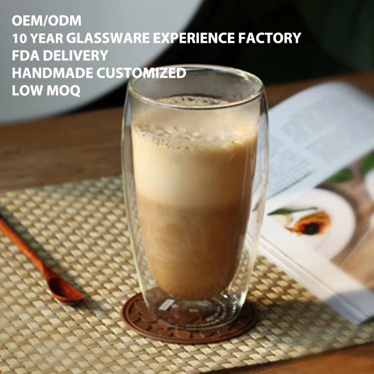 Оптовая продажа, индивидуальная стеклянная чашка для чая с двойными стенками, кофейная чашка высокого качества