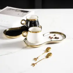 Factory Price Bone China Coffee Cup And Saucer Gold Edge Black White Custom Logo Reusable Coffee Cup