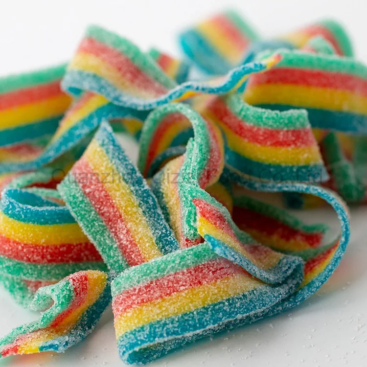
big tongue sour belt sugar coated candy and sweets fruit flavour gummy candy 