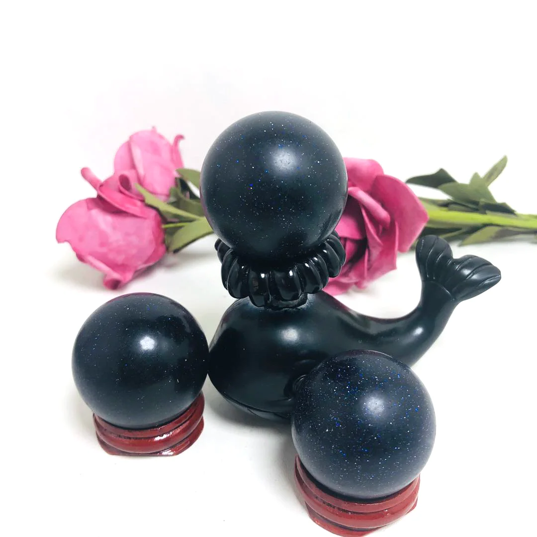 
Wholesale polished Blue Gold Sand Stone Crystal Sphere for Sale 