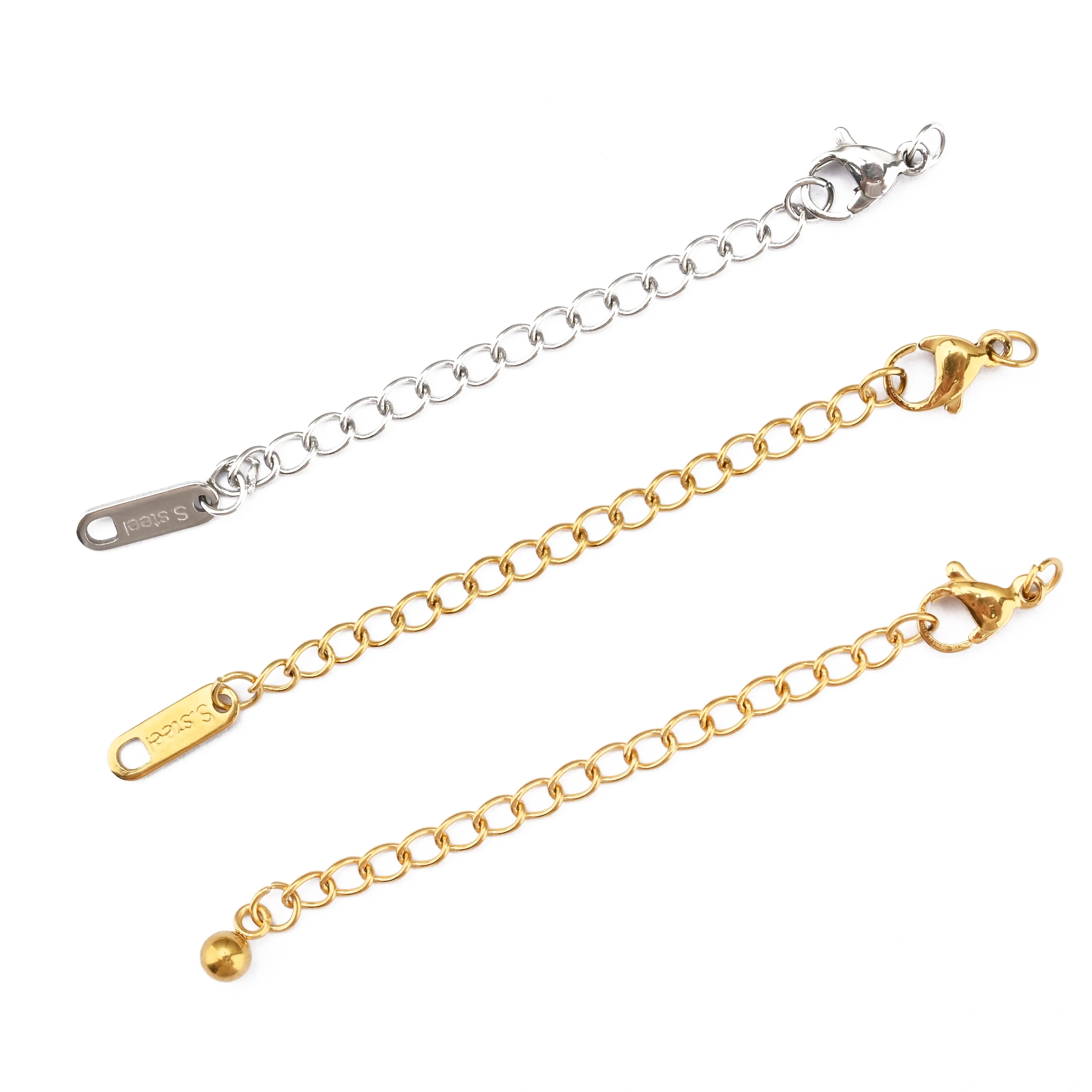 Support customization finished extension chains with end tag necklace and bracelet extension chains