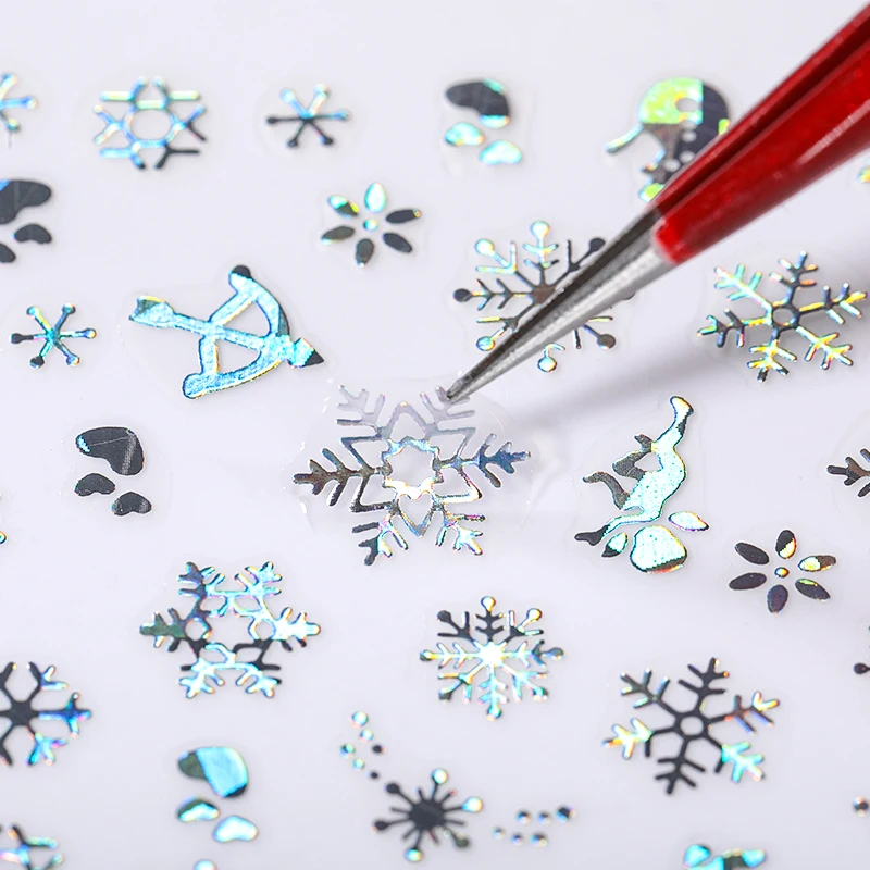 Snowflake 3D Nail Sticker Pumpkin Nail Stickers Laser Effect Gold Silver Christmas Fashionable Nail Beauty Products