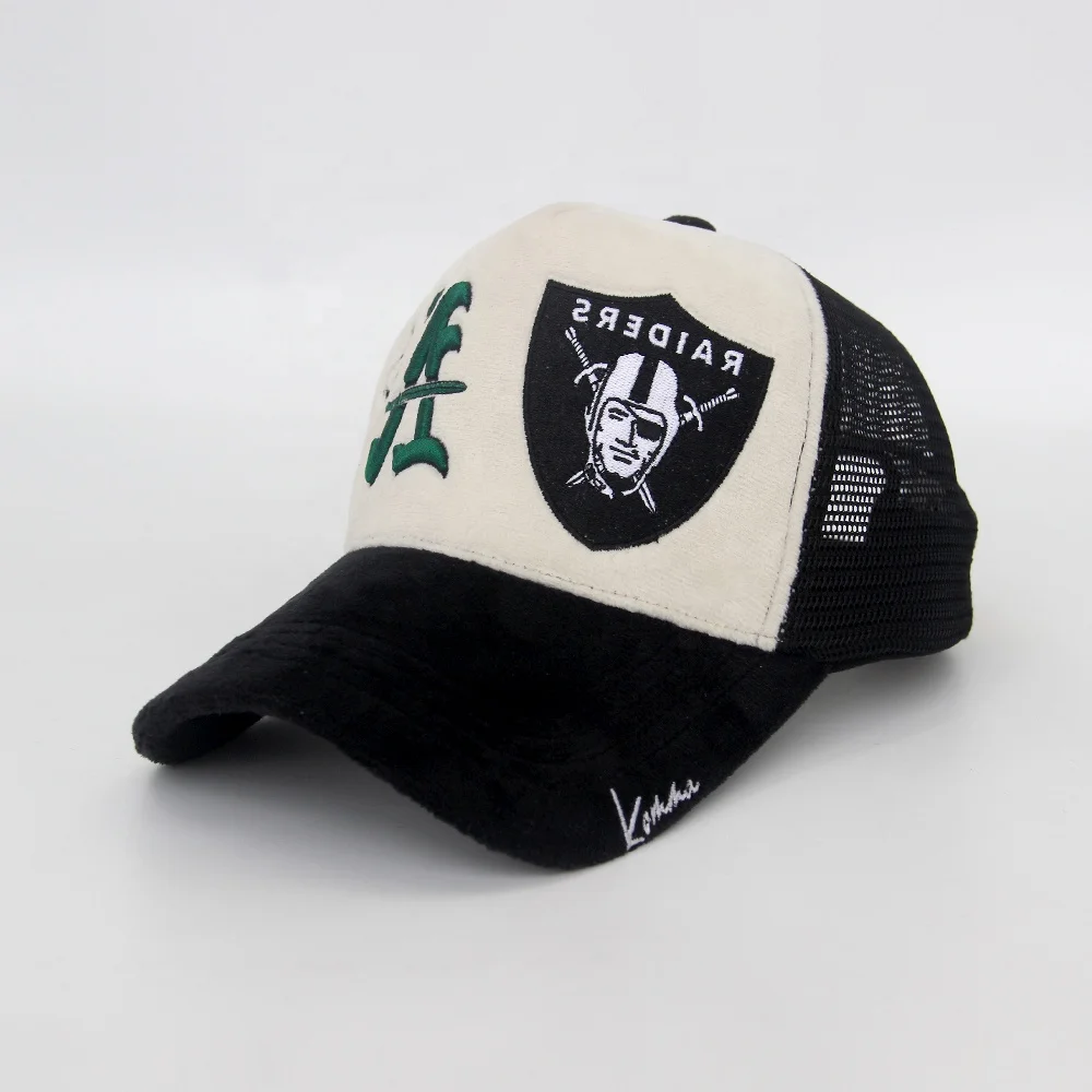 Custom Unisex High Quality 5 Panel Embroidery Logo Velvet Trucker Hat,Mesh Snap Back Gorras Trucker Cap