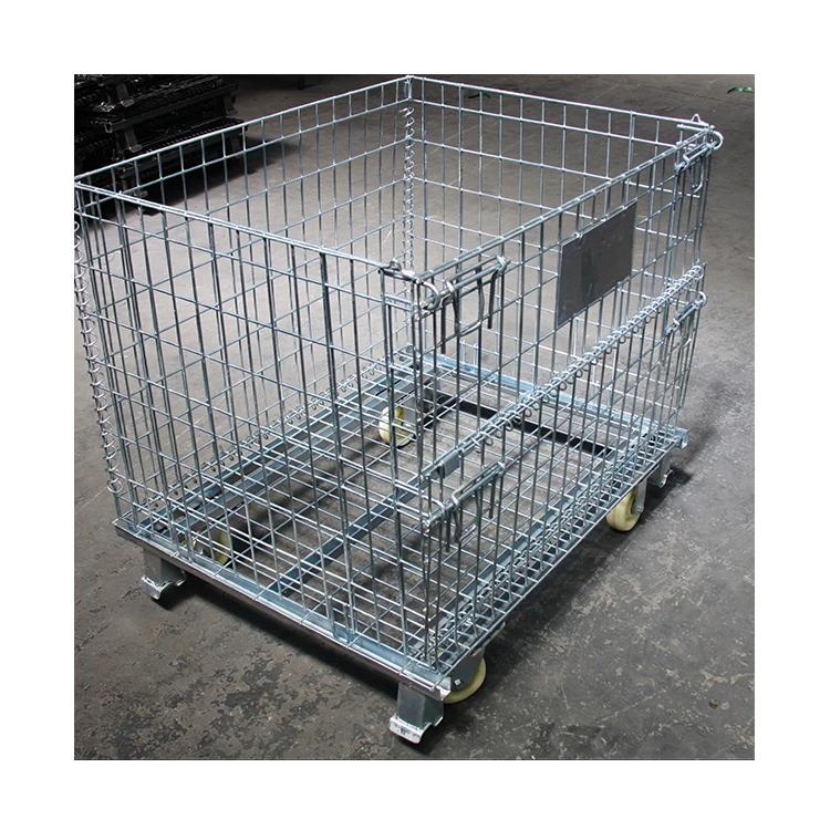 Factory Direct Price Galvanized Movable Folding Storage Cage Wire Mesh Storage Boxes