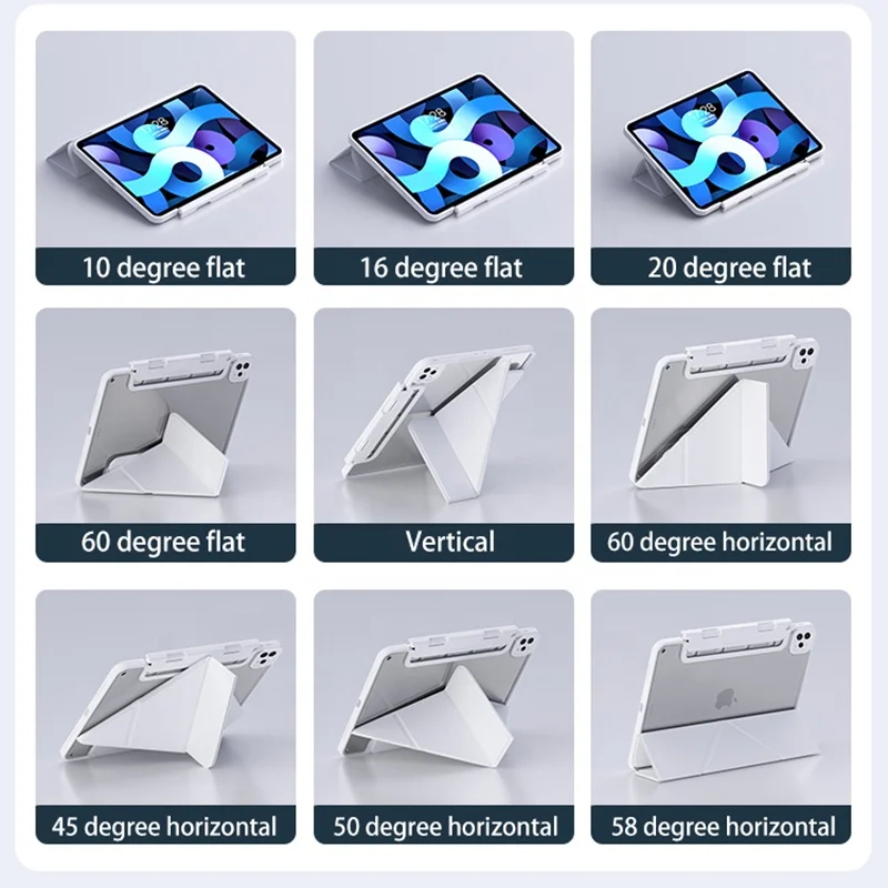 2022 New Shockproof Detachable Origami Smart Cover Magnetic iPad case with pencil holder For iPad Pro 11 2022 iPad Air 10.9 2020