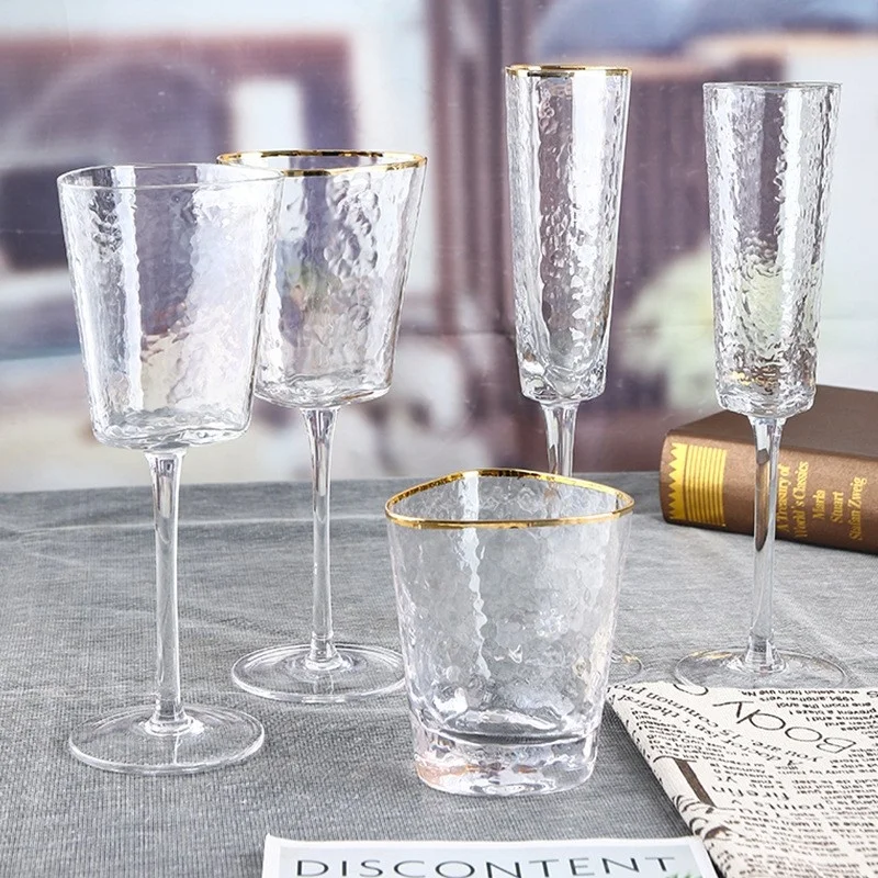 Wedding Luxury  Crystal   Wine Glass For Factory Wholesale Goblet Wine Glass With Golden Rim