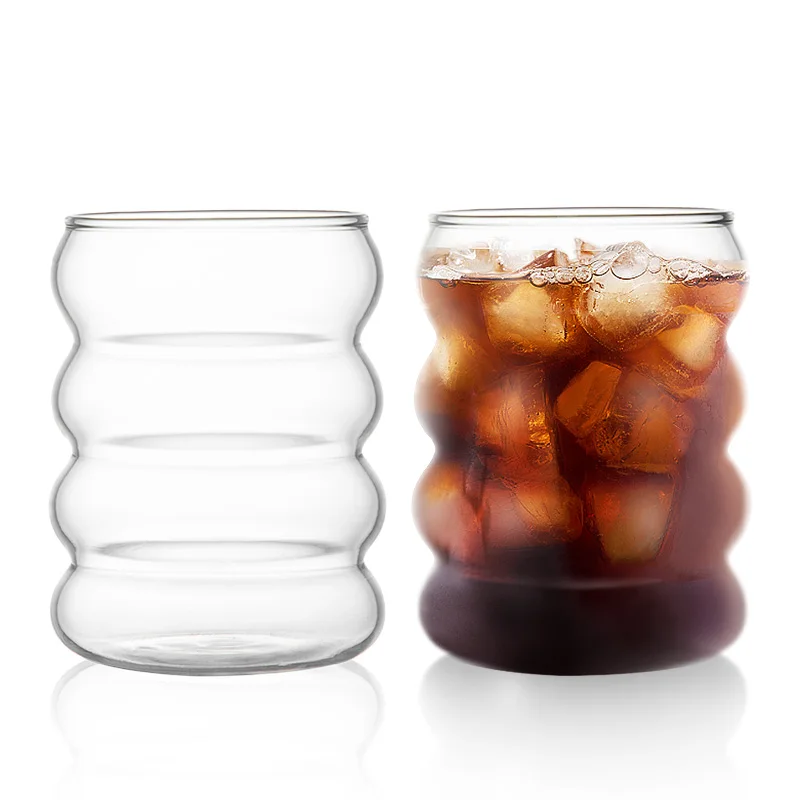 Top seller caterpillar shape wholesale drinking glasses cups clear iced glass coffee mug glass beer cups for juice beer coffee