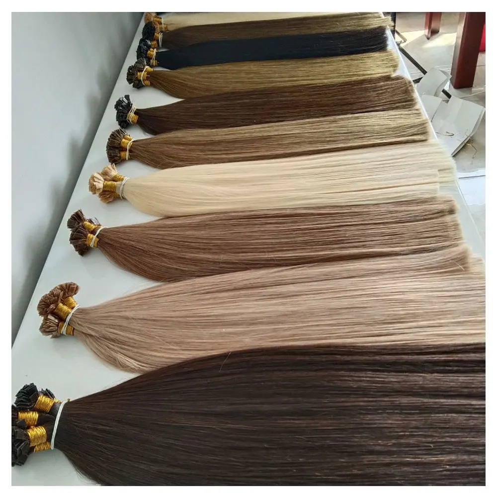 
100% Human Remy Hair Italy Glue Russian Hair Extensions Flat tip Human Hair Extensions 
