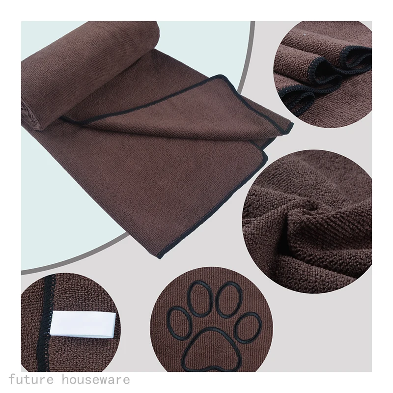 Ultra Absorbent Microfiber Pet Towel with Embroidered Paw print 30x50