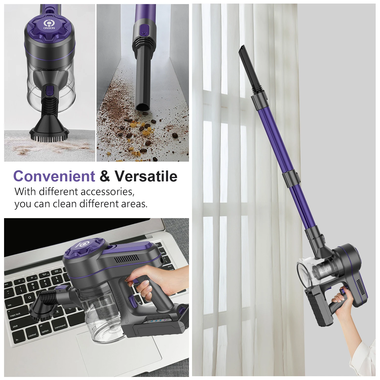 
ONSON Cordless Portable Vaccum Aspirateur Sans Fil Aspirador Stofzuiger Aspiradora Handheld Wireless Stick Vacuum Cleaner 